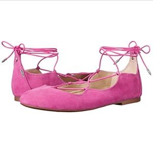 Sam Edelman pink Flynt ballet flats lace up flats